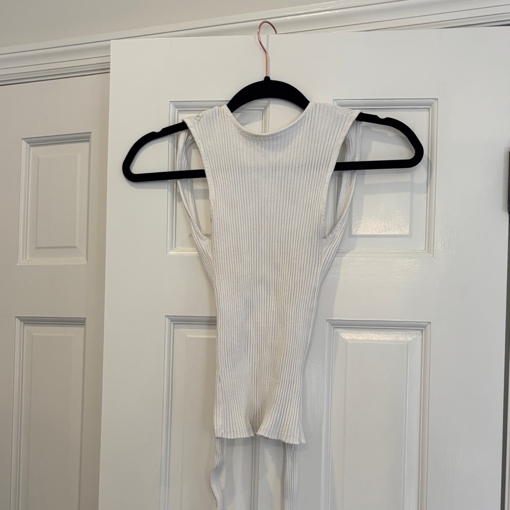 Zara White Ribbed Tank Top